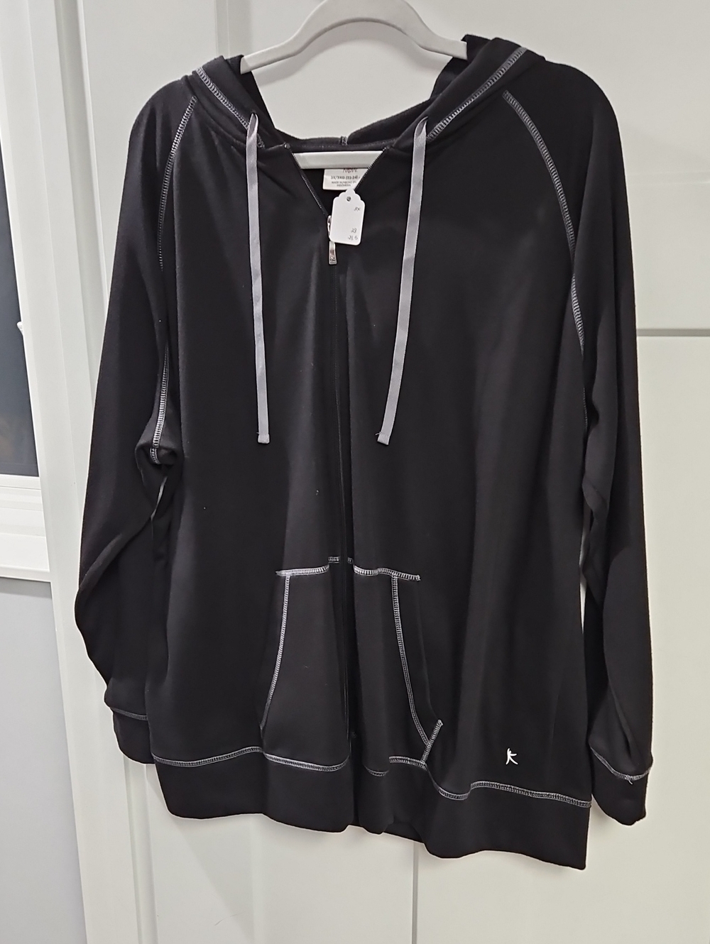 Danskin Black Hooded Zip-Up Utility Jacket